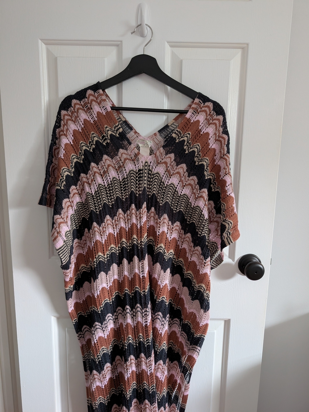 Free People Women's Striped Knit Swim Cover-Up Pink Black Brown OS
